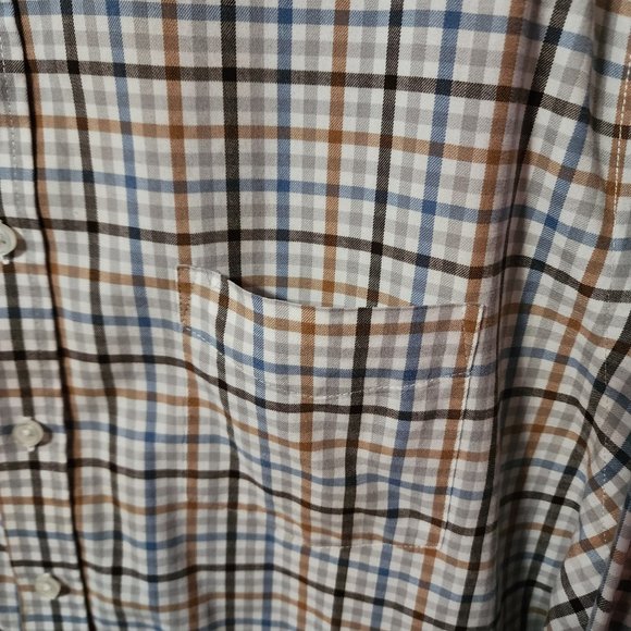 Men's XL Croft & Barrow White/Blue/Black/Tan Long Sleeve Button Down Shirt - Picture 5 of 11